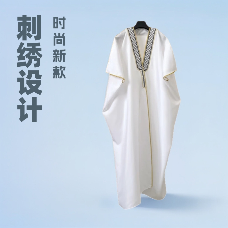 2025新款男士长袍刺绣马来中东学士服阿拉伯演讲服Sj005