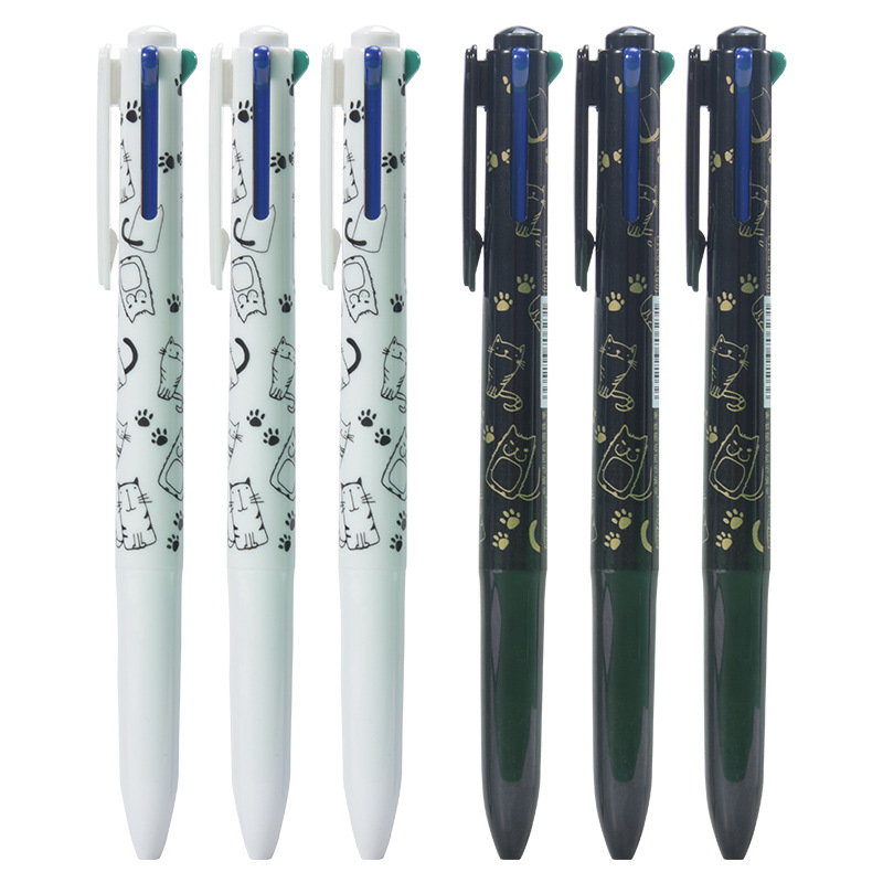 Tianfeng Four-color Black and White Cat Ballpoint Pen 5213 Multi-color Ballpoint Pen Wholesale Factory Direct supply 48 pieces per box Item Picture