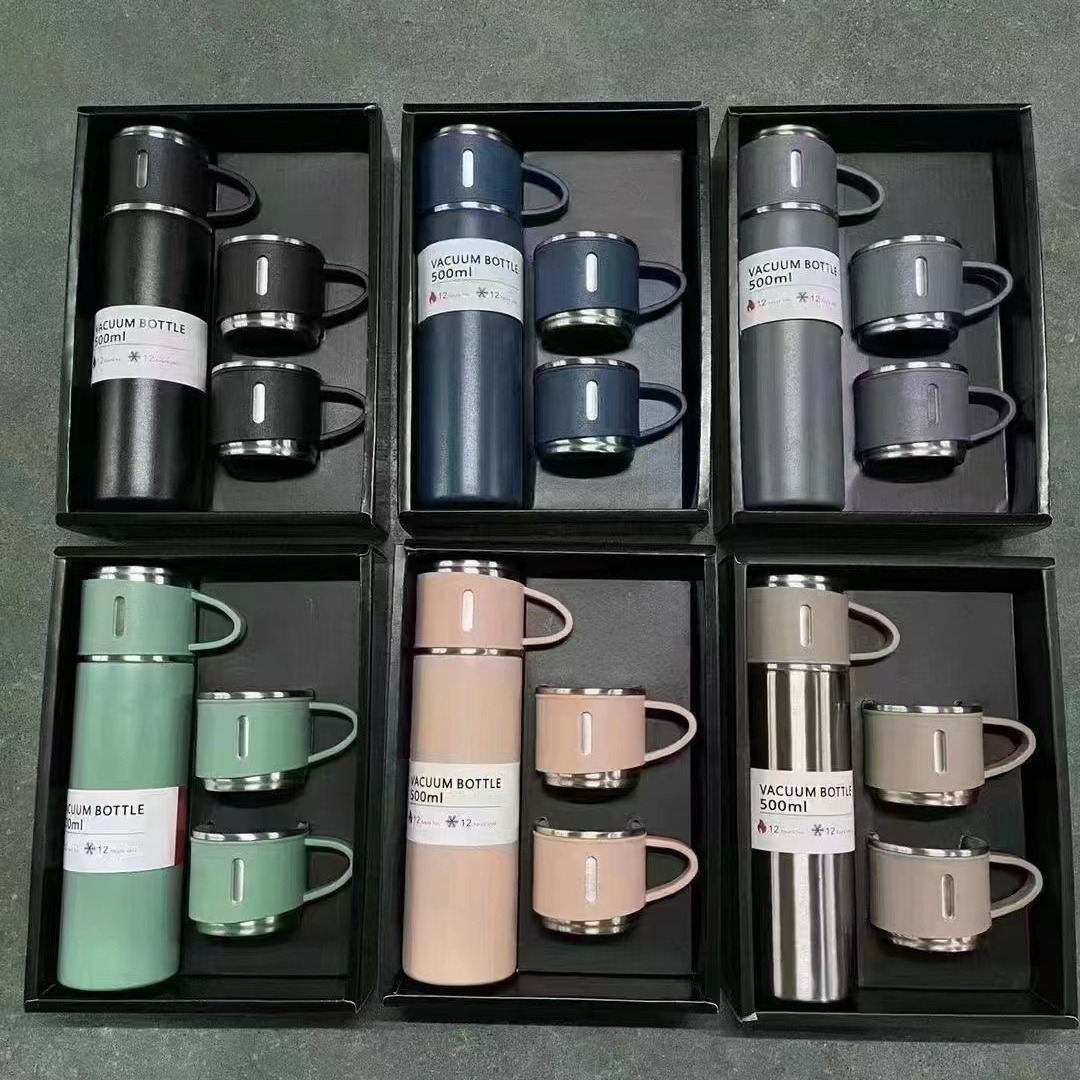 Portable insulated cup, 304 stainless steel water cup with plastic coating, steel lid, gift cup set, portable car student water cup details Picture