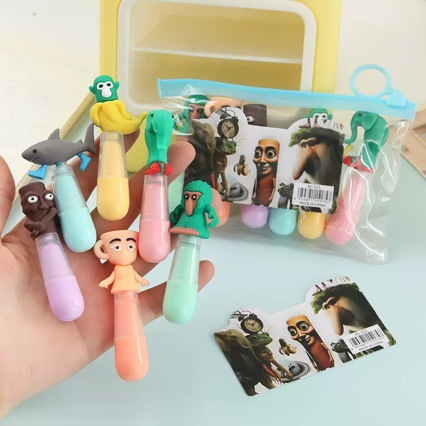 6 Cute cartoon highlighters for children and students, drawing stationery, and key point marking pens Specification image