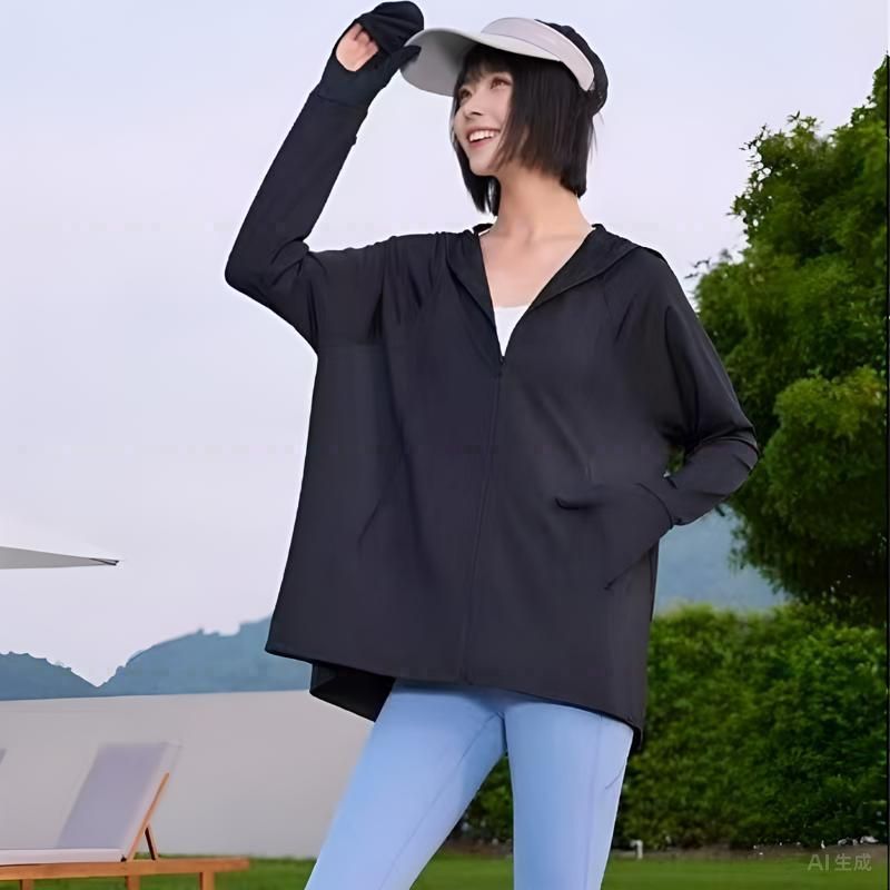 防晒衣冰丝女2025新款夏季原纱防紫外线长袖罩衫外套骑车服透气详情图2