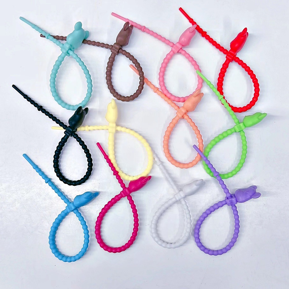 Violent Bear Silicone cable ties, data cables, headphone cables, wire winder, DIY accessories, pendants, Multi-functional retractable lanyard