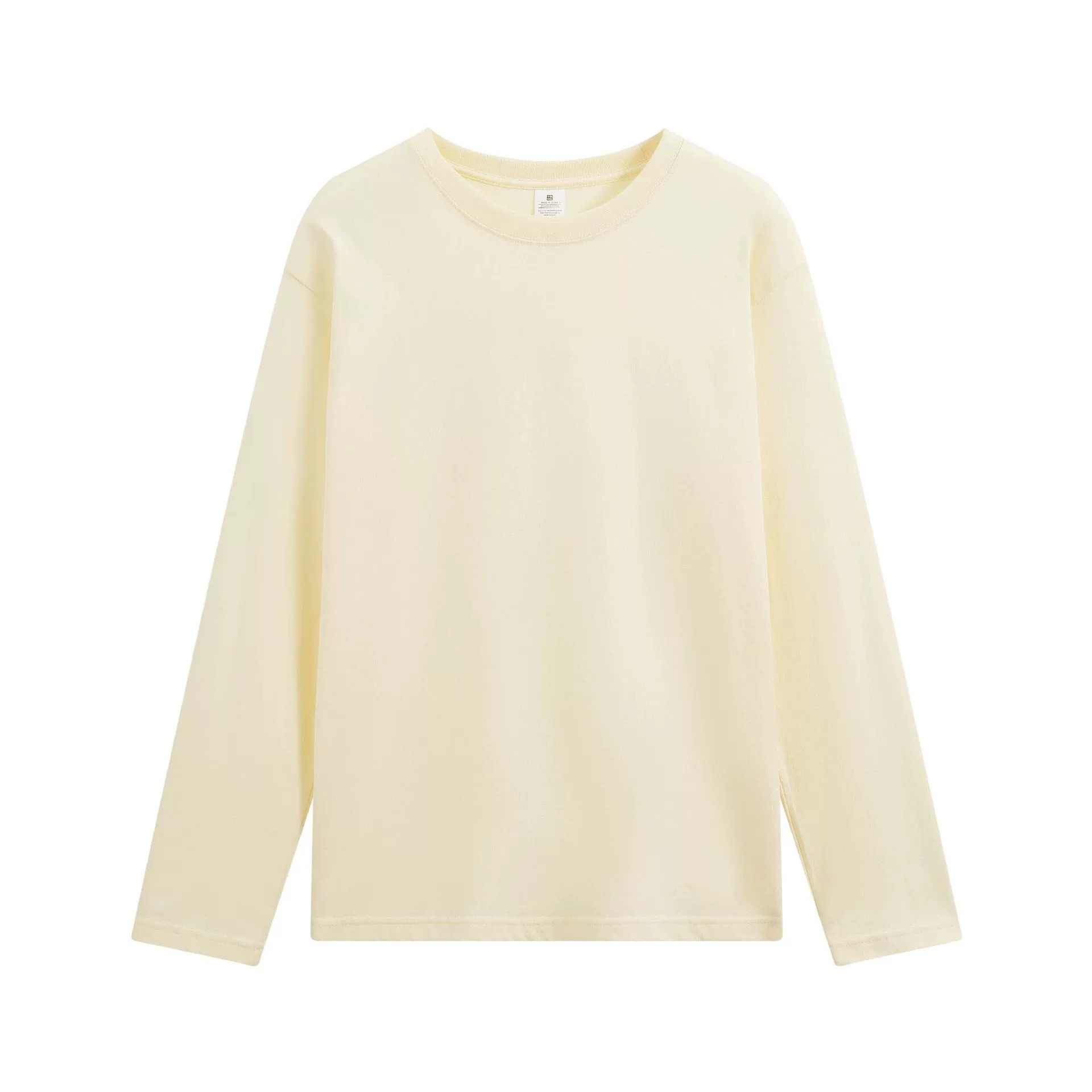 220g简约内搭打底衫女秋长袖纯棉正肩T恤男圆领纯色情侣衣服批发白底实物图