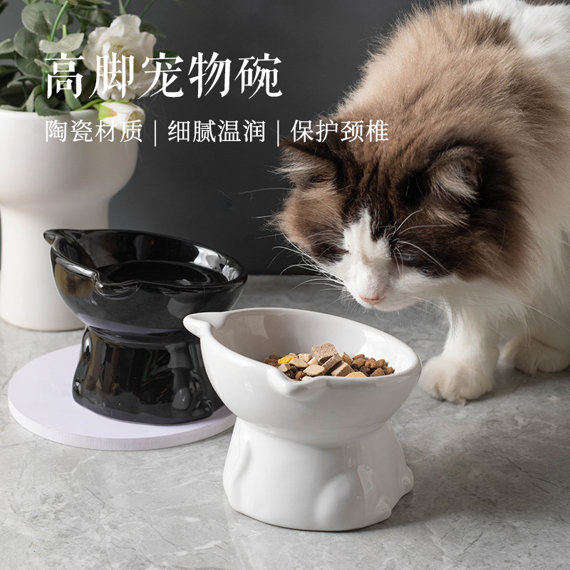 Ceramic cat bowl, pet supplies, automatic feeder, cat supplies, large capacity, durable and shockproof Specification image