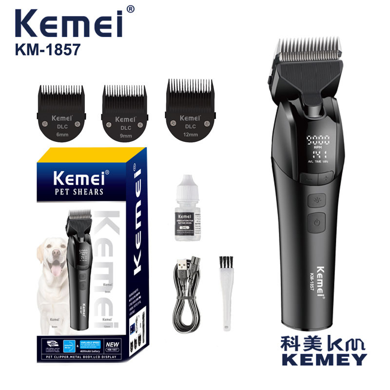 kemei pet hair clipper KM-1857 Smart digital display cat and dog hair remover Professional hair care device