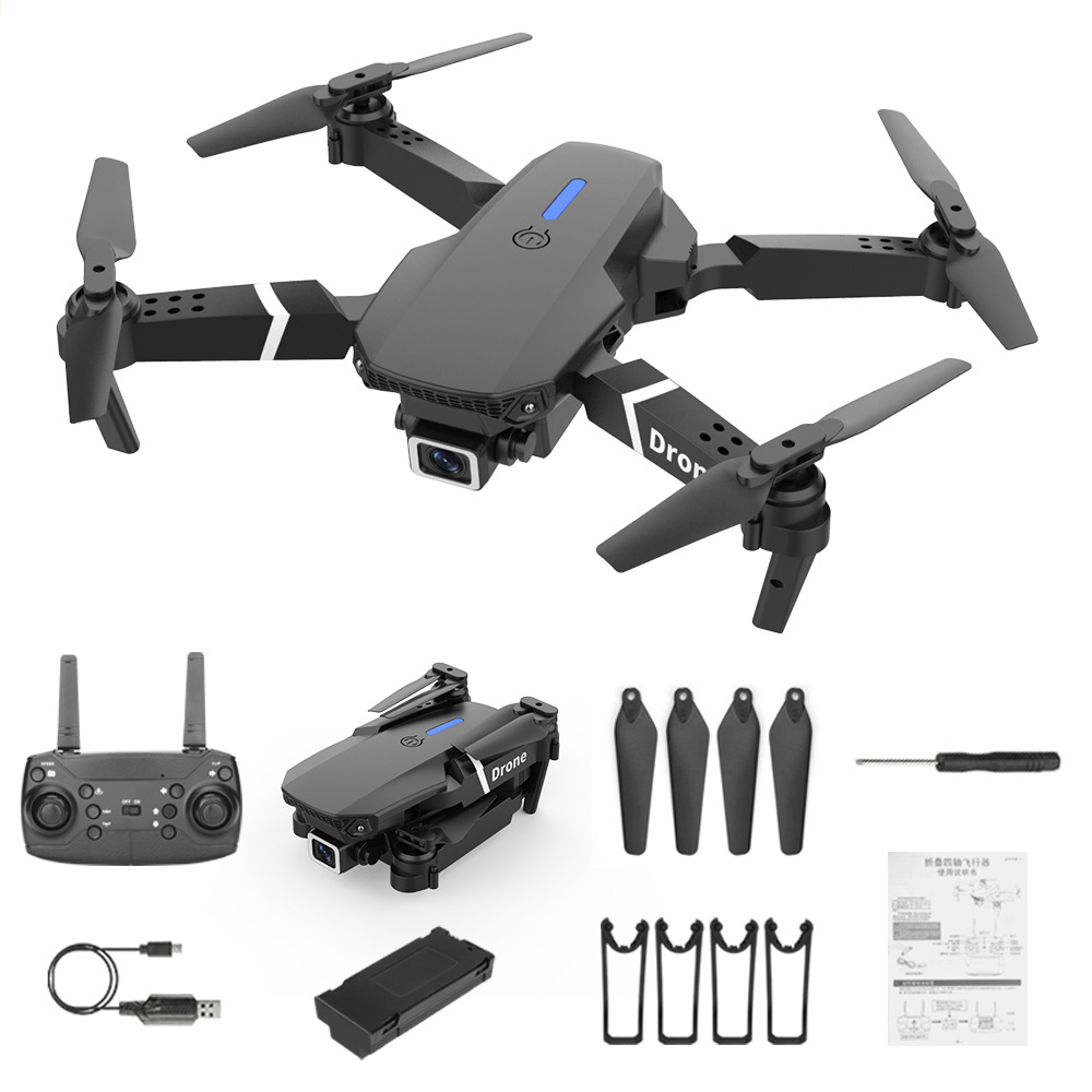 Cross-border E88 high-definition dual-camera folding drone, long-lasting endurance, easy to carry, intelligent obstacle avoidance remote control aircraft for foreign trade Item Picture