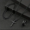 Cross-border temu Siyin Cross Jewelry Set, street fashion hip-hop style 3-piece men's accessories, versatile details Picture