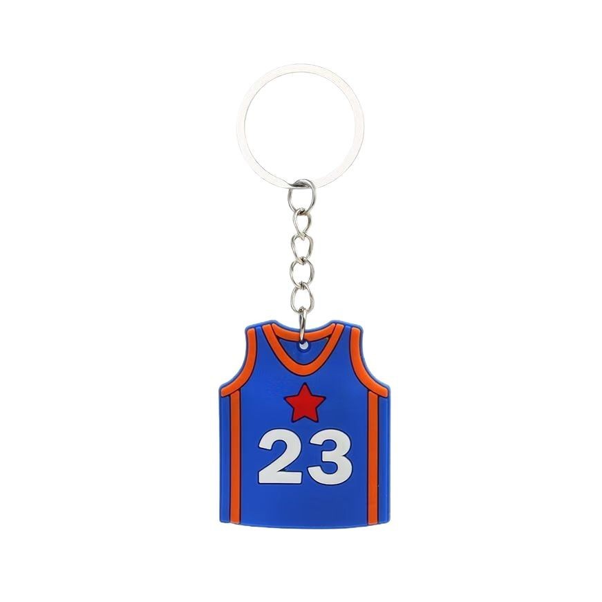 Creative new blue ball keychain PVC soft rubber sports series jersey key chain children's small gift fun style Item Picture