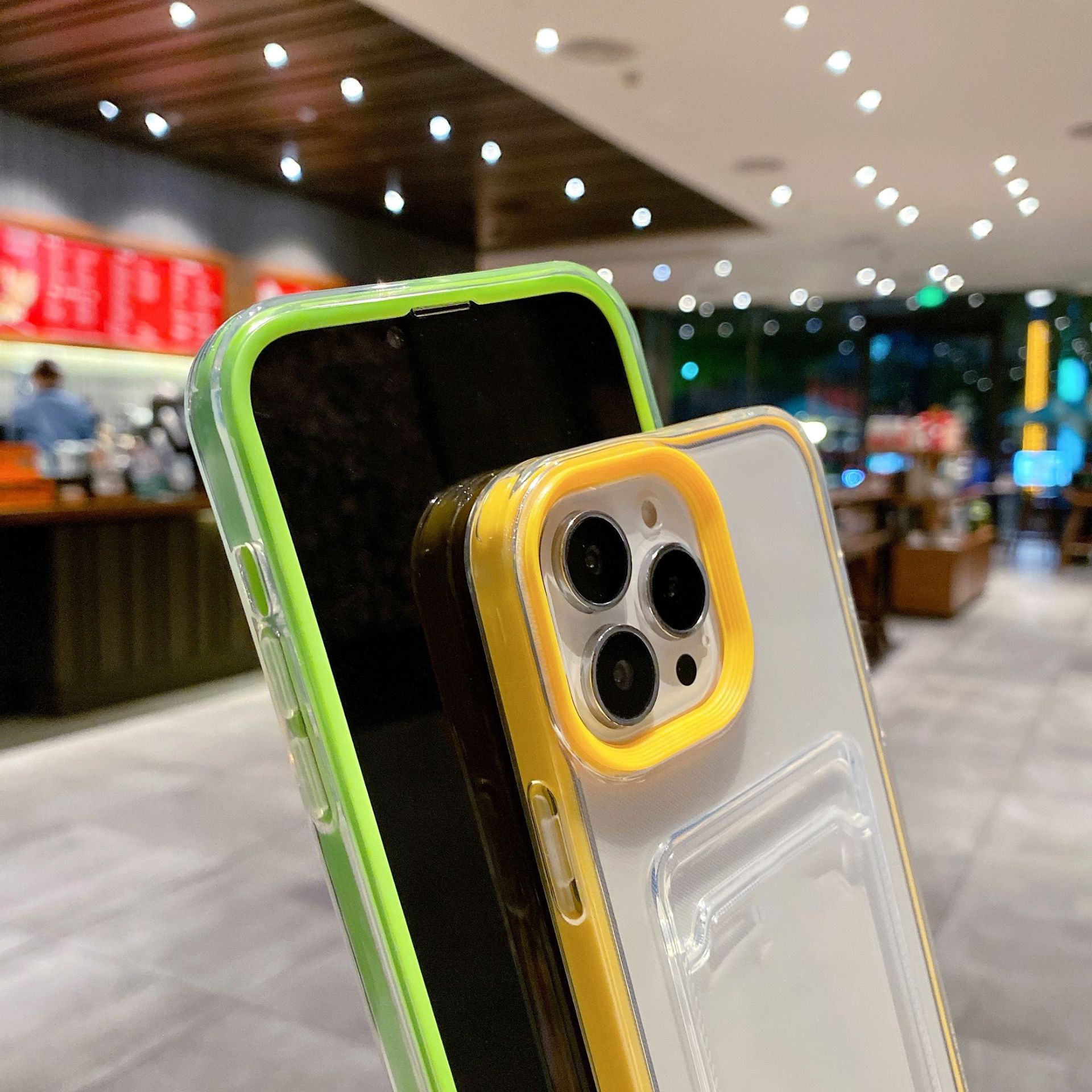 Cross-border transparent creative card case suitable for iPhone16, iPhone 16promax phone case 15, card insertion 14, solid color Specification image