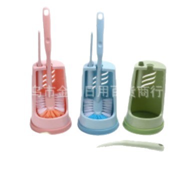 Bathroom double-brush head with base toilet brush set, plastic long-handled toilet brush, bathroom brush, toilet cleaning brush Item Picture