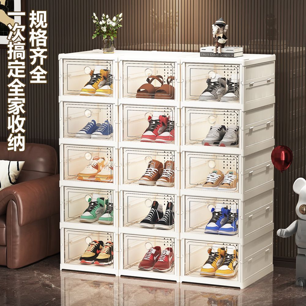 Household shoe cabinet, no installation required, folding shoe rack, small rental house, dust-proof shoe box, shoe storage cabinet at the entrance hall Application Scenario