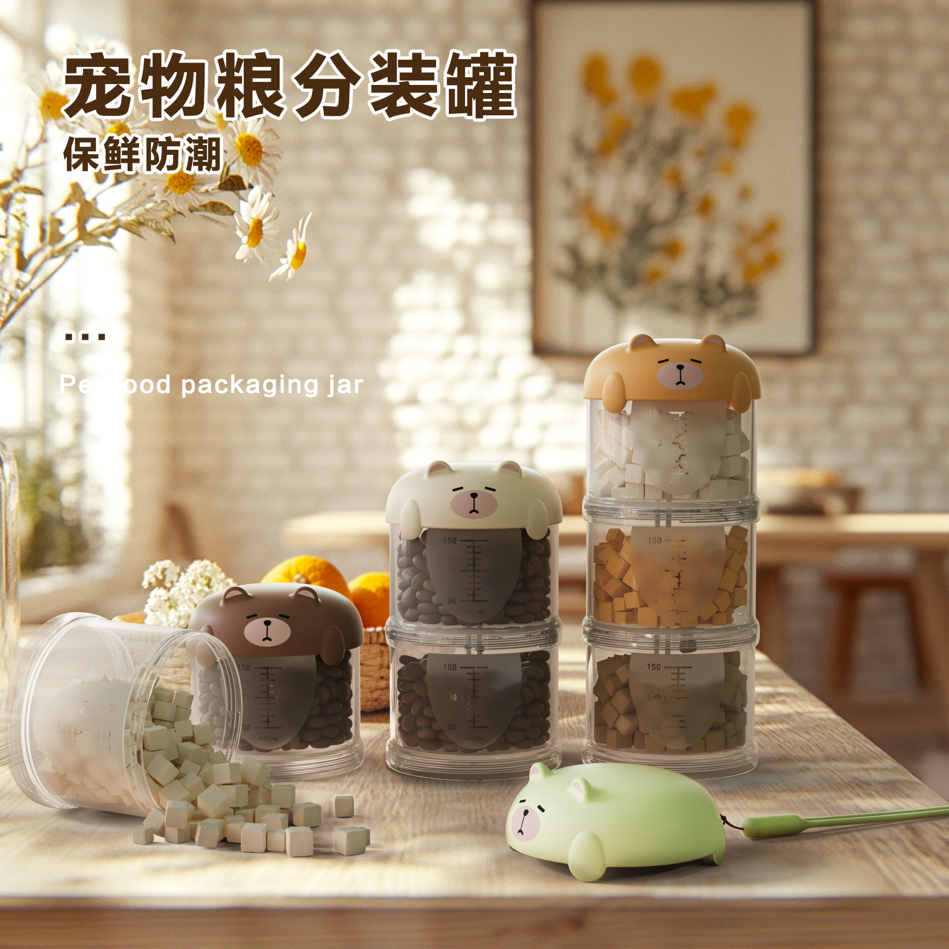 宠物多功能外出便携式储水粮桶猫粮狗粮零食密封防漏防潮收纳盒子