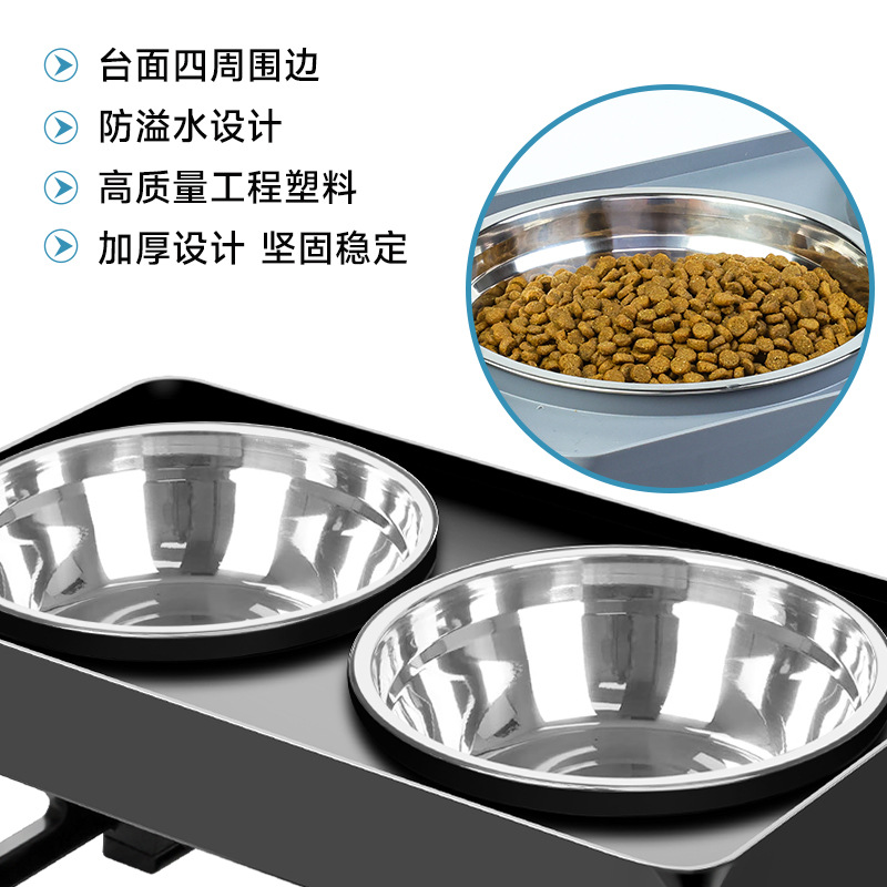 Rongka Pet Cross-border Folding and Lifting Pet Bowl, stainless steel Bowl stand, Large Capacity Double Bowl Pet Feeder, Folding and lifting bowl, dog basin Specification image