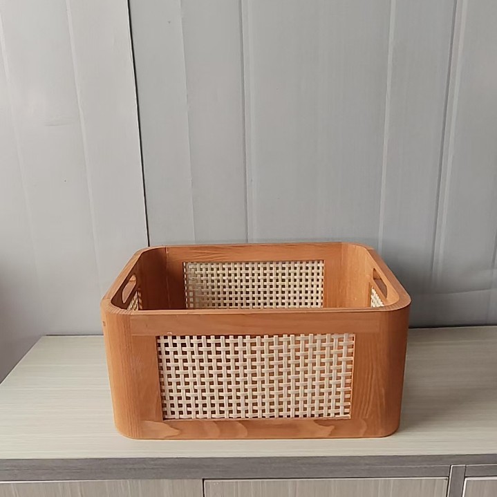 Nueva caja de almacenamiento redonda de bambú y madera trenzada cesta de almacenamiento de madera sólida home storage cosmetics tobacco storage box Specification image