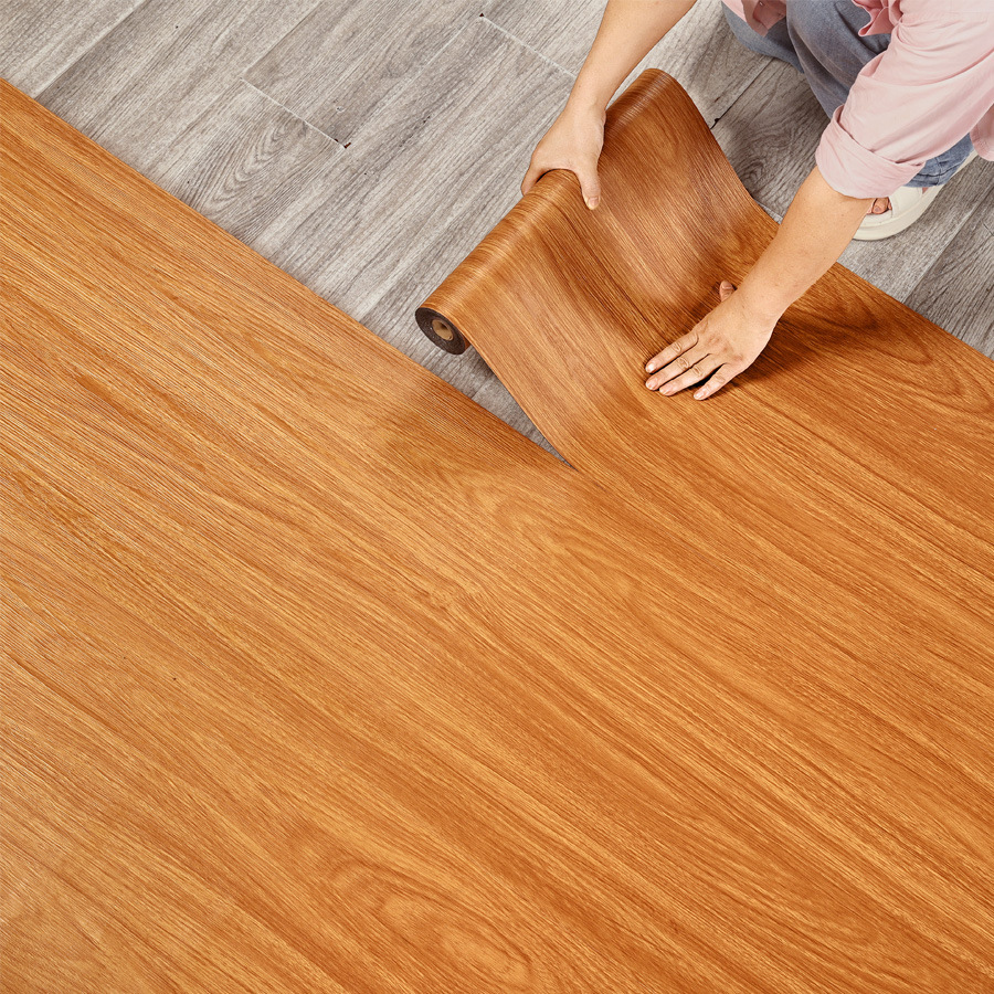 跨境PVC自粘水泥地直接贴卧室客户卫生间翻新防水仿木纹地板贴