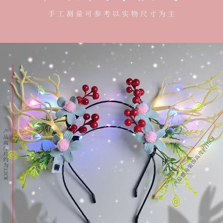 The new Christmas flower and antler hairband, the popular winter deer glow headwear, Christmas accessories, hairpins and hair accessories are selling well Application Scenario