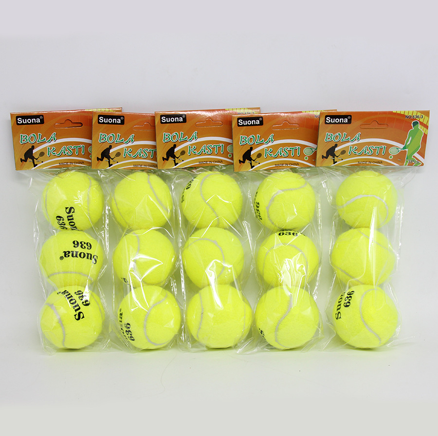 厂家直销网球批发训练比赛专用橡胶网球毛呢化纤无压袋装现货供应产品图