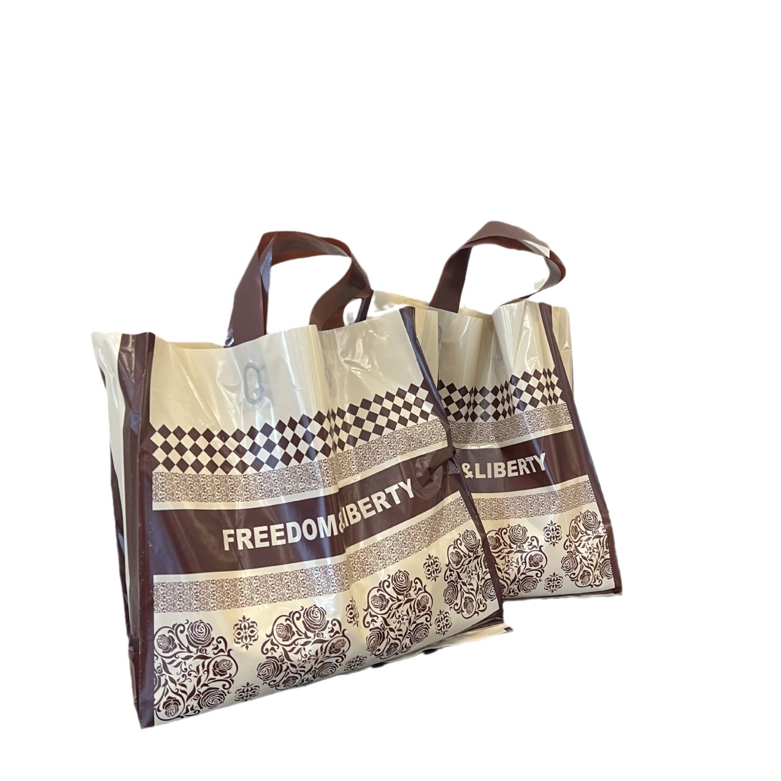 礼品袋/塑料袋/红酒瓶袋/手提袋透明/礼品袋女士时尚白底实物图