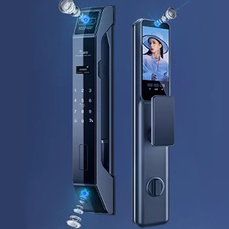 Fully automatic fingerprint lock, household security door, facial recognition smart door lock, graffiti door lock, visual cat eye, electronic password details Picture