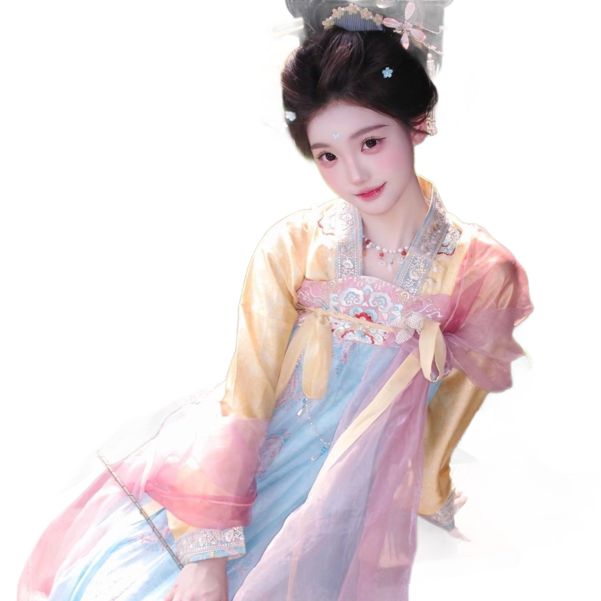 汉服女长袖中国风/明制表演服饰汉服/甲胄/表演服饰汉服/尾货白底实物图