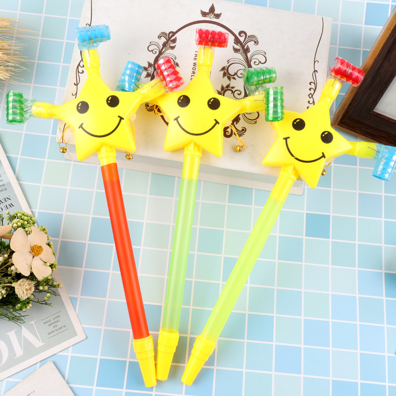 Wholesale of large five-pointed star blowing dragon whistle with bell, long pole whistle for children's house play, retractable roll whistle horn details Picture