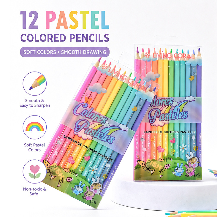 12 colores macaron hexagonal rod lápices de color al por mayor transfronterizo niños estudiantes de primaria graffiti dibujo pluma papelería lápices de plomo de color