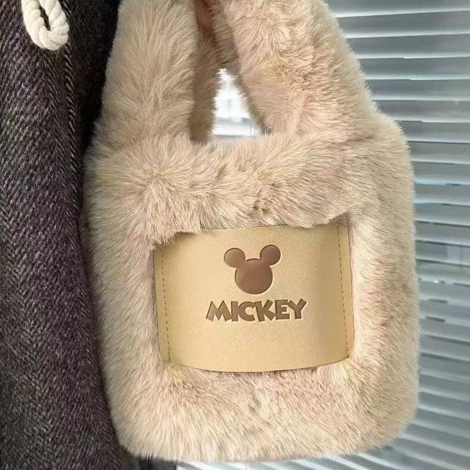 New Mickey Mouse fur bag for autumn and winter, versatile plush crossbody bag, cute Korean bucket bag, chain crossbody bag for girls Specification image