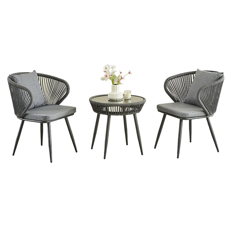 Courtyard leisure backrest rattan chairs, restaurant terrace balcony outdoor chairs, small garden coffee shop combination tables and chairs Item Picture