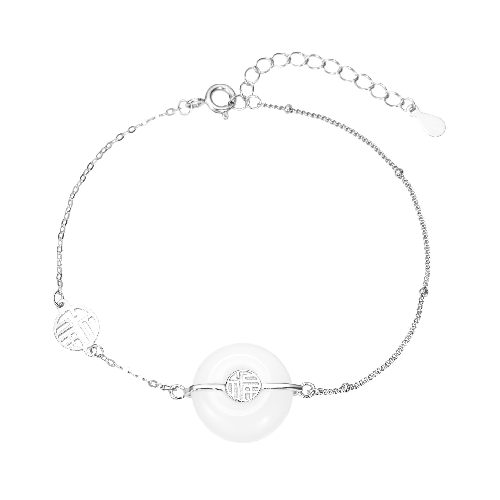 Wholesale of chalcedony bracelets, women's national trend copper coins, "Fu" characters, court style wristbands, light luxury peace pendants and other jewelry Item Picture