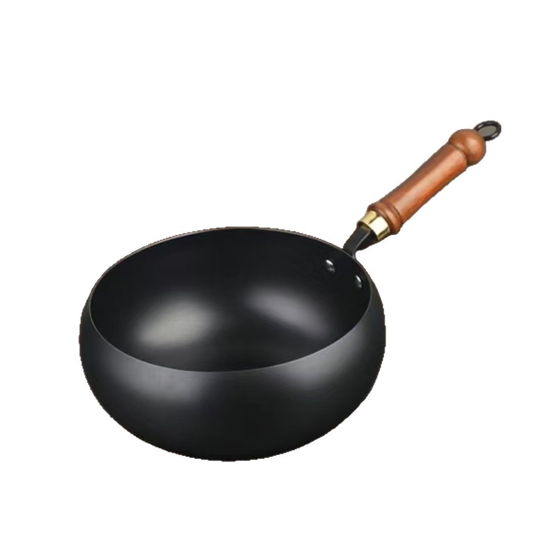 New traditional method large belly pot, deep non-stick pan, flat pan, uncoated small wok, Zhangqiu iron wok Item Picture