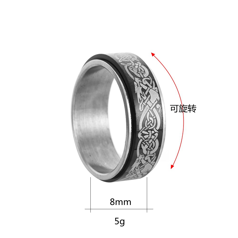 2024 amazonas europa y Estados Unidos cross-border nuevos accesorios para hombres titanio acero anillo de patrón de dragón anillo puede girar despresurización decoración de la mano Item Picture