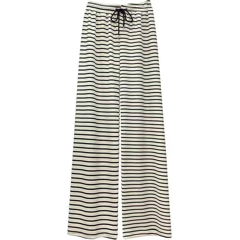 The 2025 new striped wide-leg pants for women in a laid-back style are trendy and versatile on Instagram. They are high-waisted and slimming for women, with zebra stripes for a casual look Item Picture