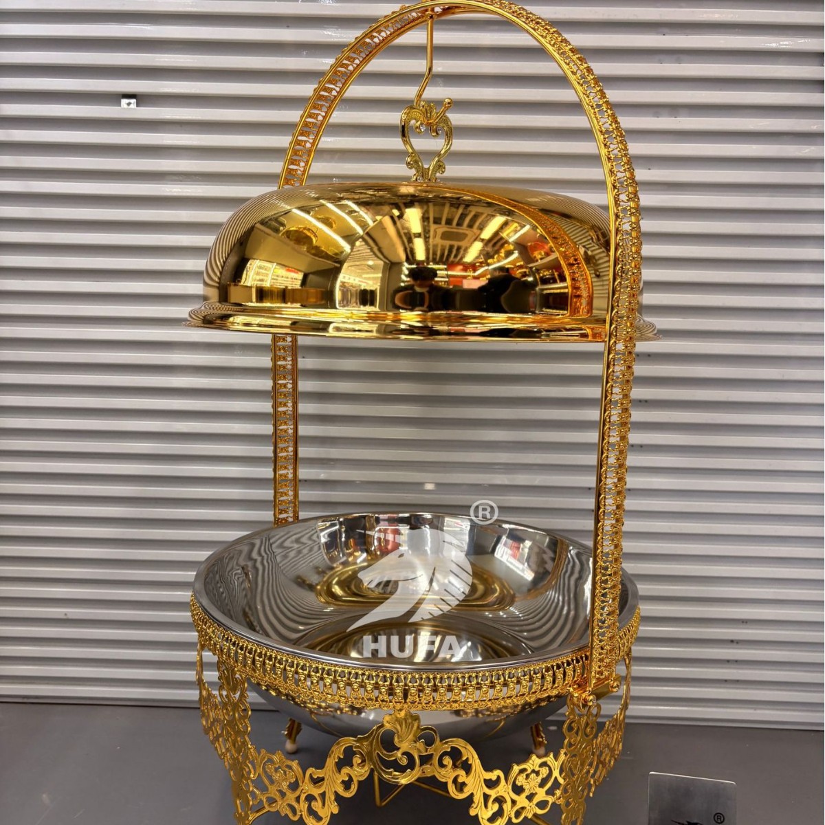 Cross-border stainless steel alcohol stove, hotel buffet stove, luxurious golden insulated stove, Chafing Dish