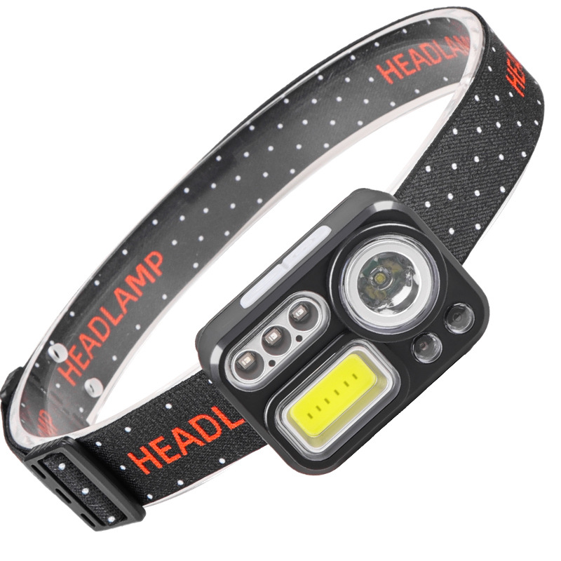 Cross-border XPE+COB headlamp with built-in battery TYPE-C charging lightweight headlamp, four-source sensor headlamp details Picture