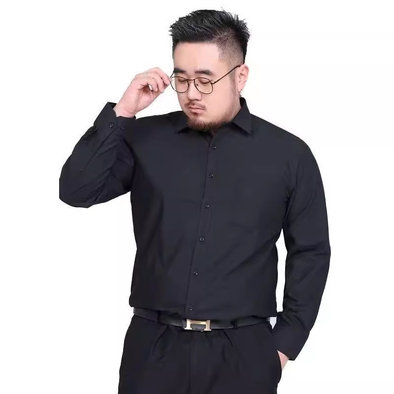 Men's shirt, large-sized long-sleeved men's business formal shirt, loose and no-iron work shirt for fat guys Item Picture