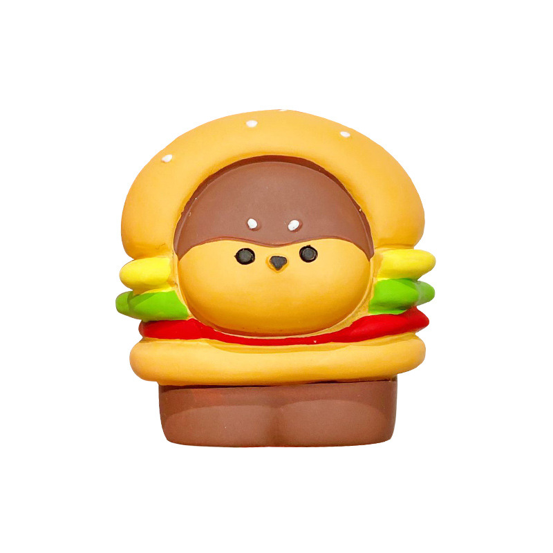 Baimao Original Food dog resin ornaments, hamburger dog furniture desktop ornaments, creative car center console display table decoration Item Picture