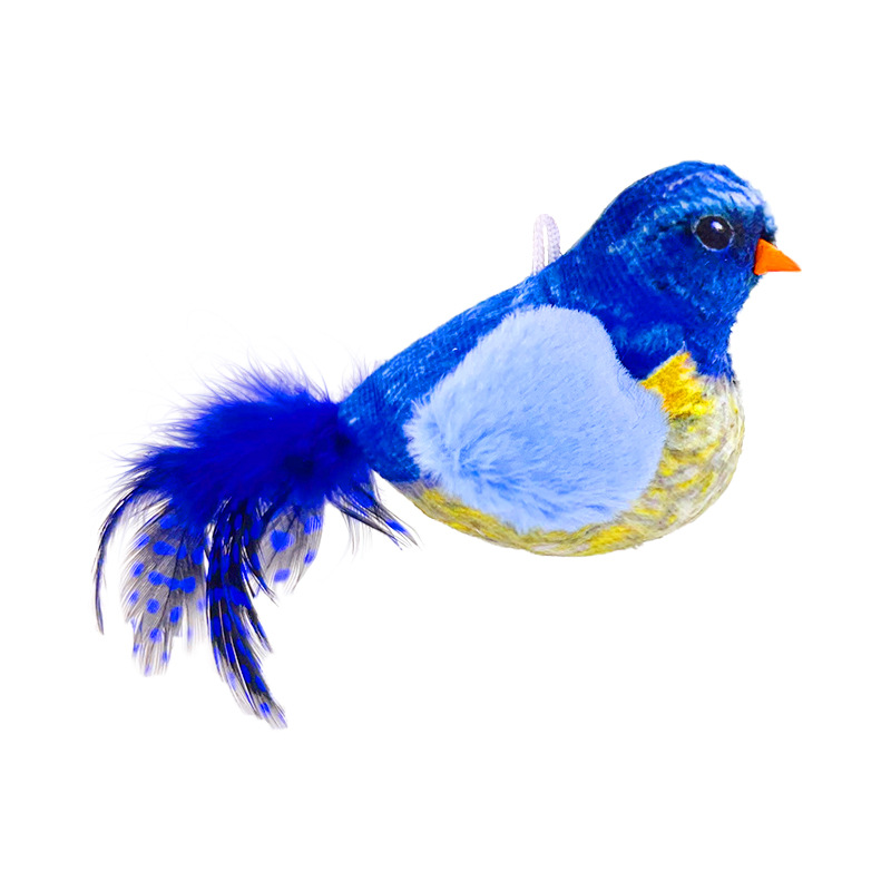 宠物猫咪耐磨专用玩具叫叫鸟发声毛绒玩具猫自嗨解闷神器自动逗猫白底实物图