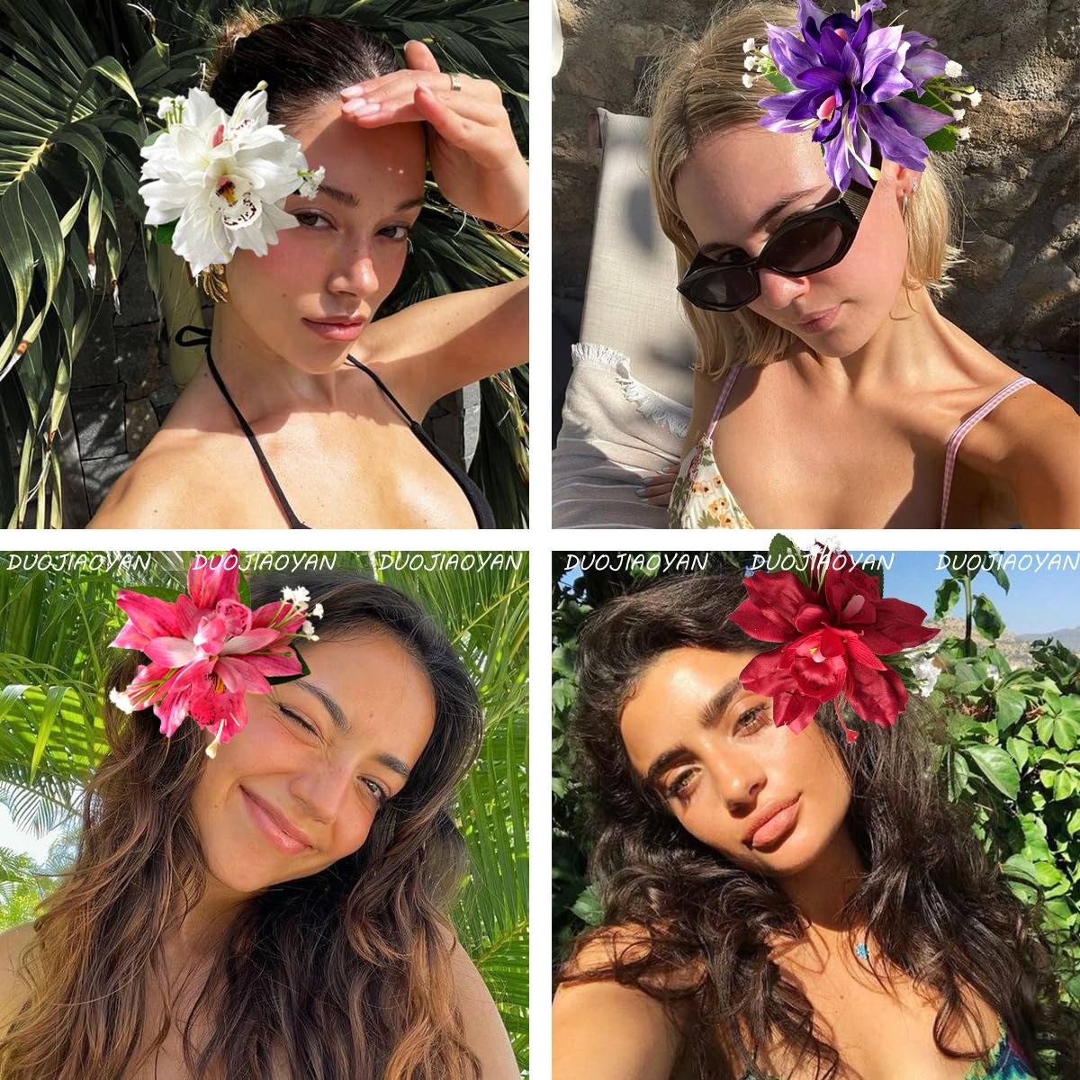 New multi-color lily flower hair clips, Hawaiian style realistic orchid headwear, high appearance level hair accessories, photo accessories details Picture