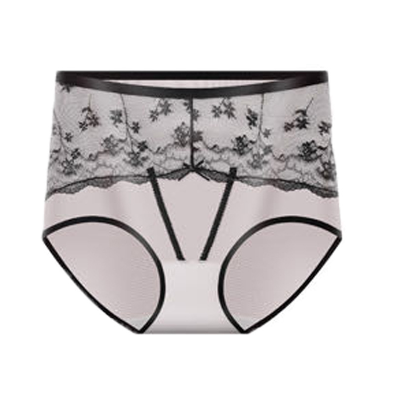 Large-sized, light luxury French sexy lace underwear for women, mid-waist transparent mesh fabric, skin-friendly, soft and seamless triangular shorts Item Picture