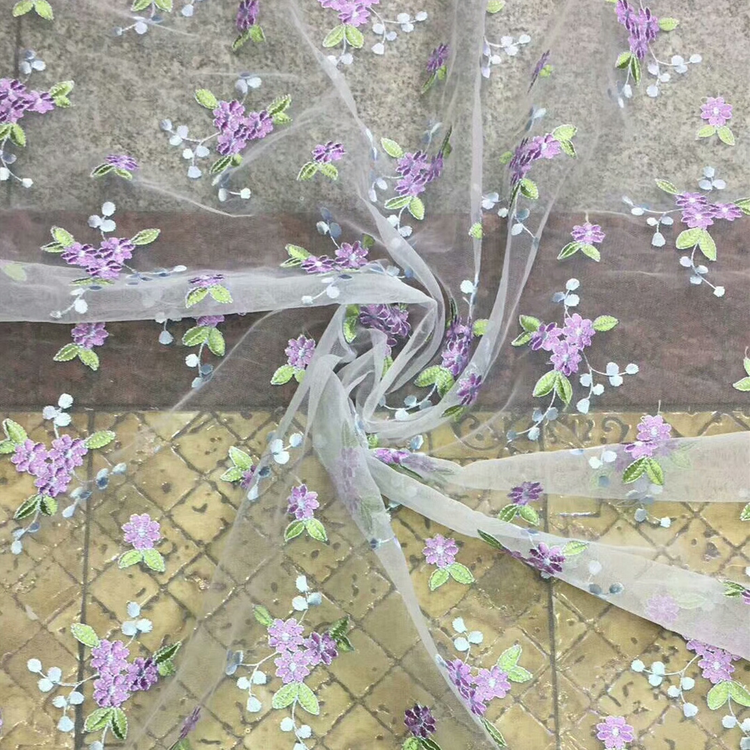 New mesh embroidery fabric, lace small floral embroidery fabric, spring and summer fresh and clean girls' dress fabric Application Scenario