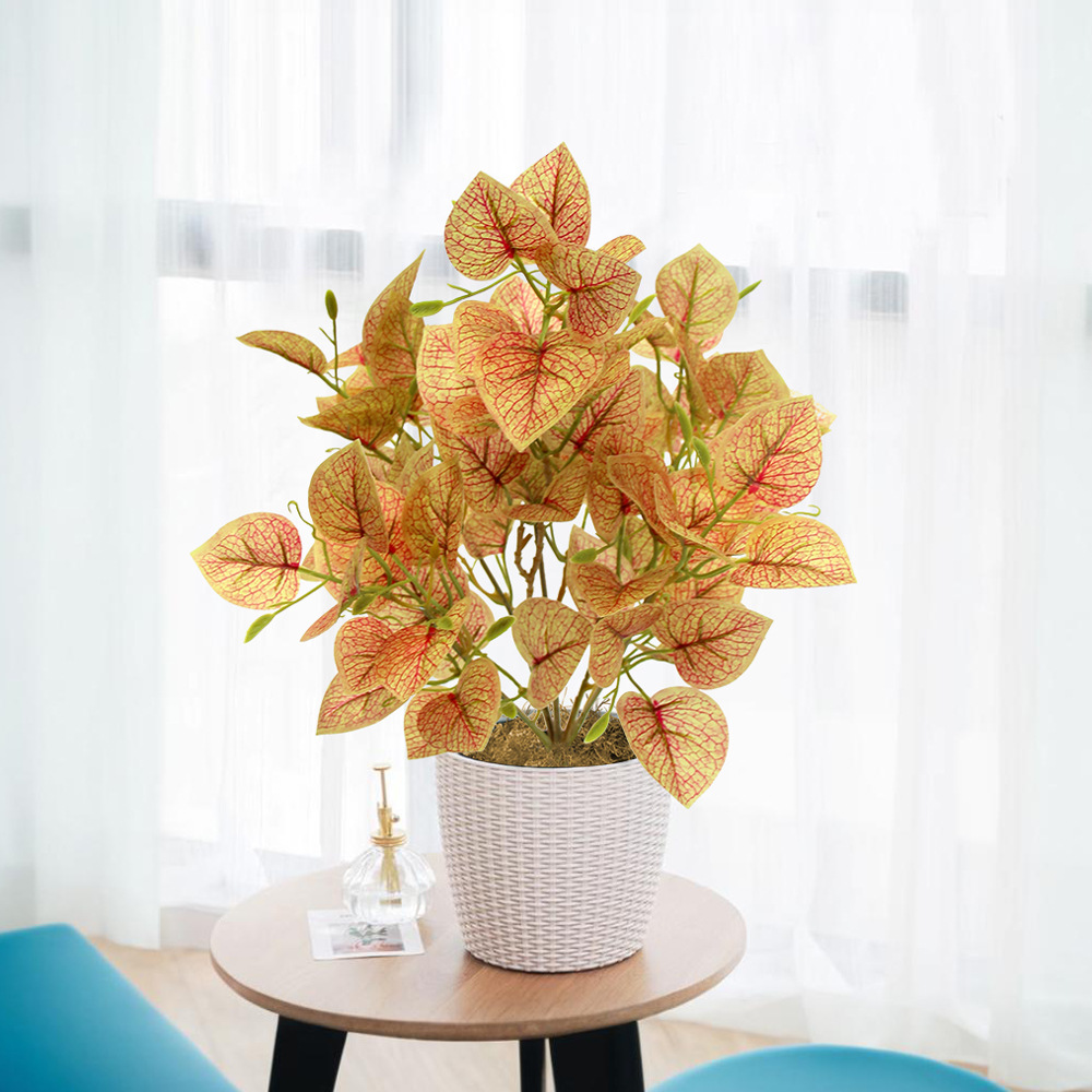 Artificial green plants, Perilla leaves, indoor multi-room desktop decoration, window display, outdoor garden landscaping, artificial bean leaves Specification image