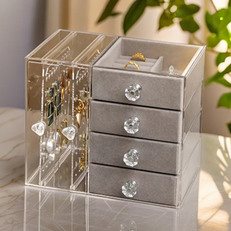 Home desktop stud earrings, jewelry, necklace storage rack, multi-layer jewelry box, jewelry hanging rack, earring jewelry storage box Specification image