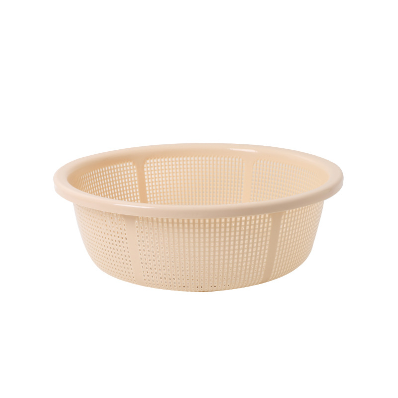 Kitchen household draining baskets are mostly circular plastic hollowed-out drip basins for washing vegetables and fruits, and wholesale round sieve baskets for storage Item Picture