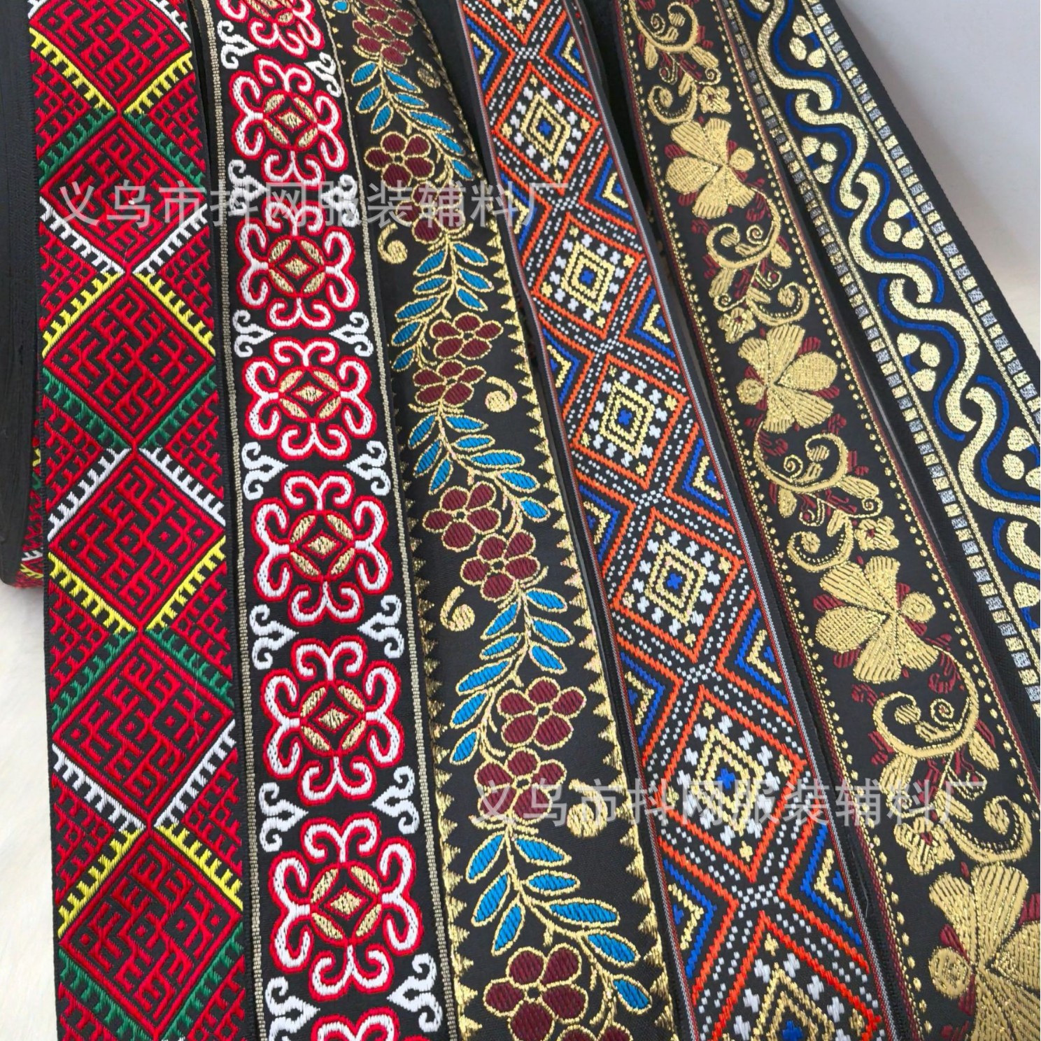 5cm gold thread ethnic style jacquard embroidery ribbon gift box packaging with horse face skirt performance costume diy accessories wholesale