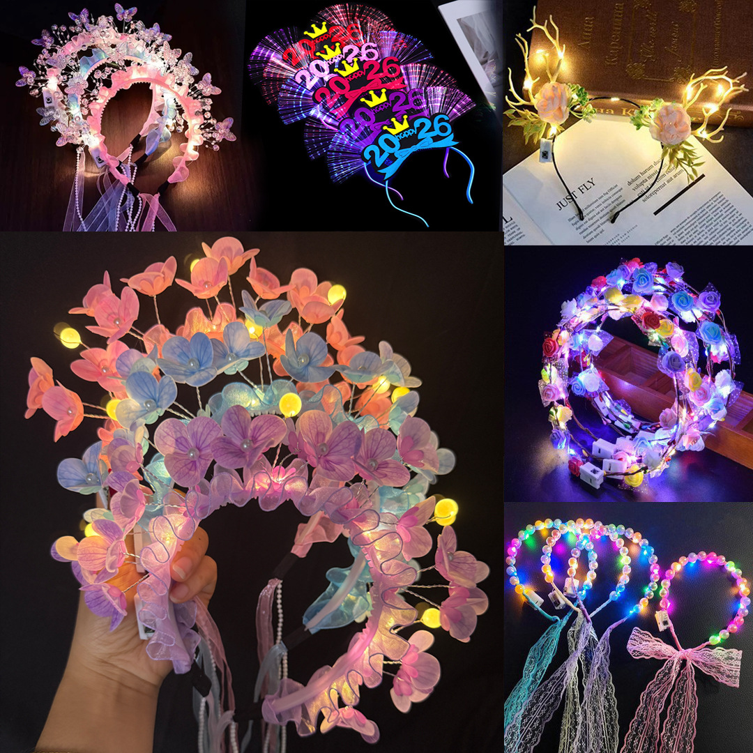Luminous headwear, New Year's Eve hair bands, headbands, New Year's Day street stalls, night market stalls, wholesale of children's toys, ground promotion gifts