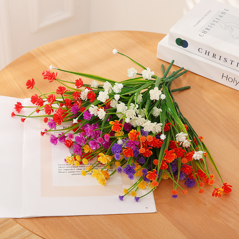 仿真花DIY发饰配件/假花/5朵塑膠花/仿真花/假花批发细节图