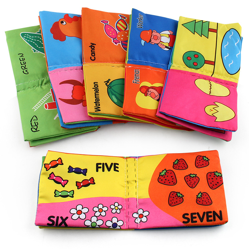 Amazon cross-border 3D baby cloth books, early education toys, English palm books, animal number recognition baby cloth books details Picture