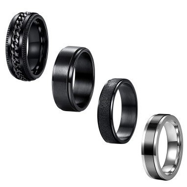 Amazon's best-selling titanium steel jewelry, European and American men's and women's rotating stress-relieving rings, rotating chain rings, sandblasted jewelry Item Picture