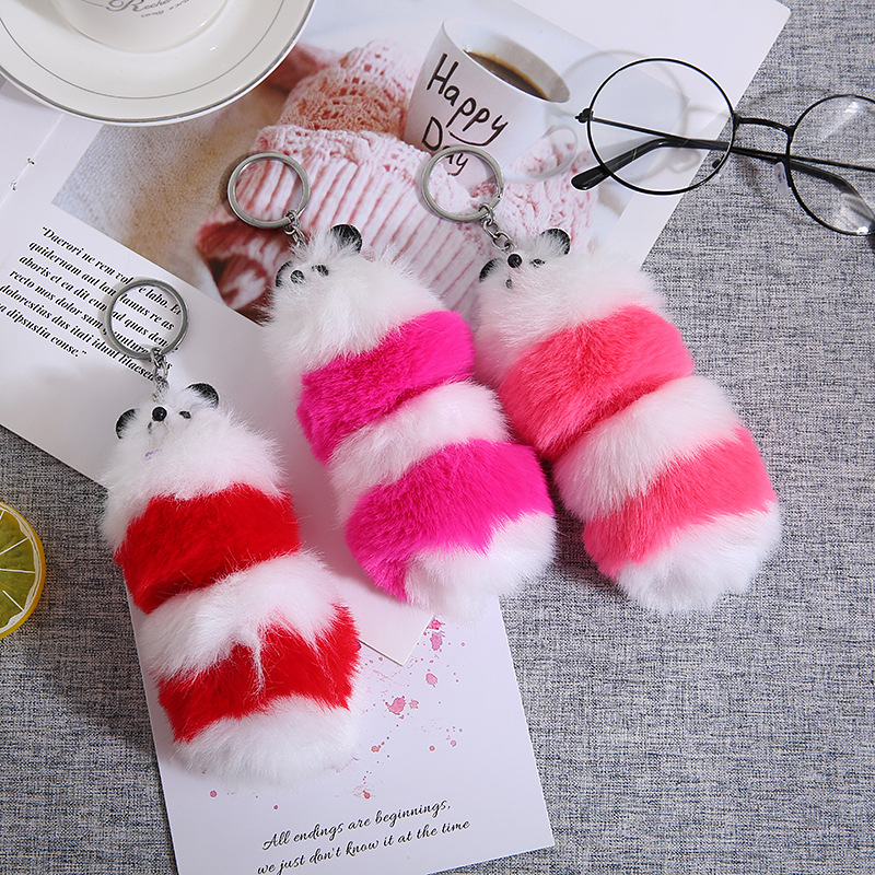 网红新款柿子挂件可爱毛绒柿子玩具挂件卡通玩偶钥匙扣背包包挂饰创意卡通钥匙链挂件创意汽车钥匙扣锁匙扣男士女士钥匙圈环包挂饰