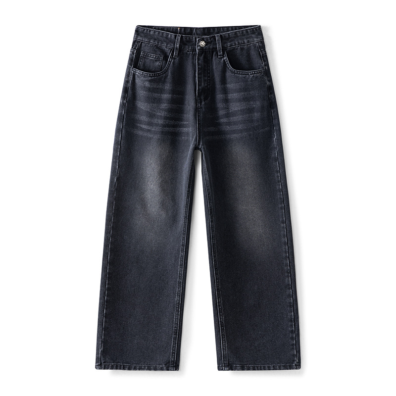 2025 Autumn/Winter new style jeans, men's American-style washed straight-leg wide-leg pants, teen fashion brand loose long pants Item Picture